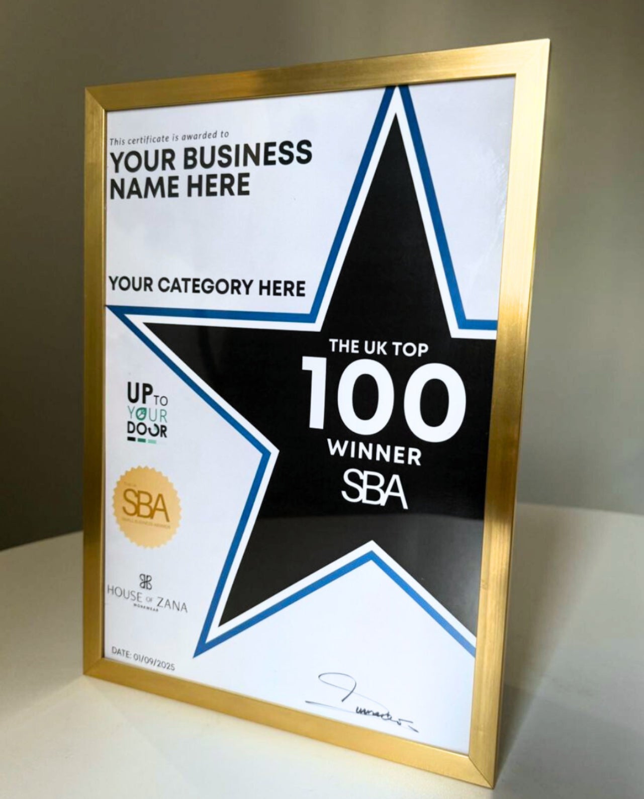 Top 100 Placing Certificate